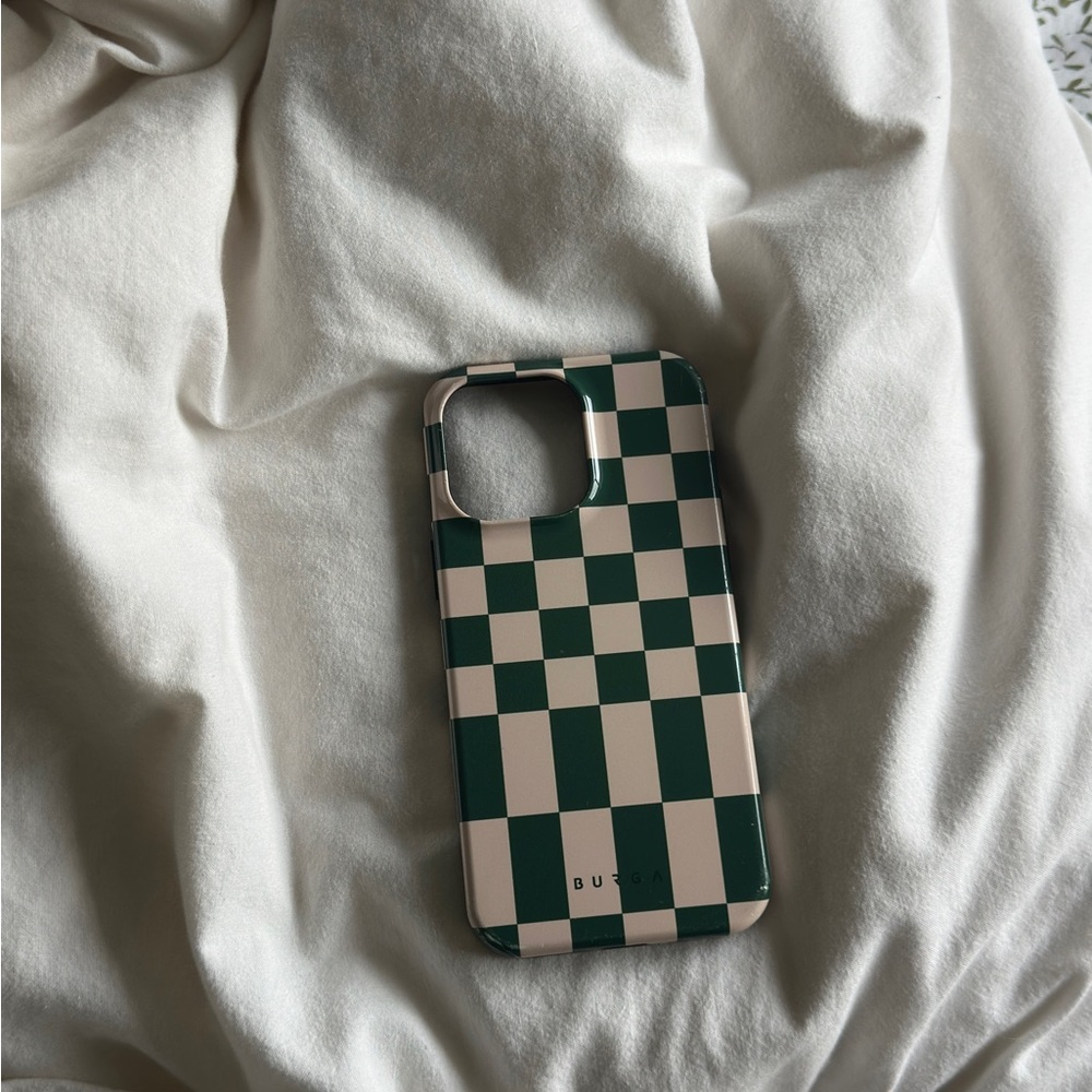 Green and White Checkered Phone Case